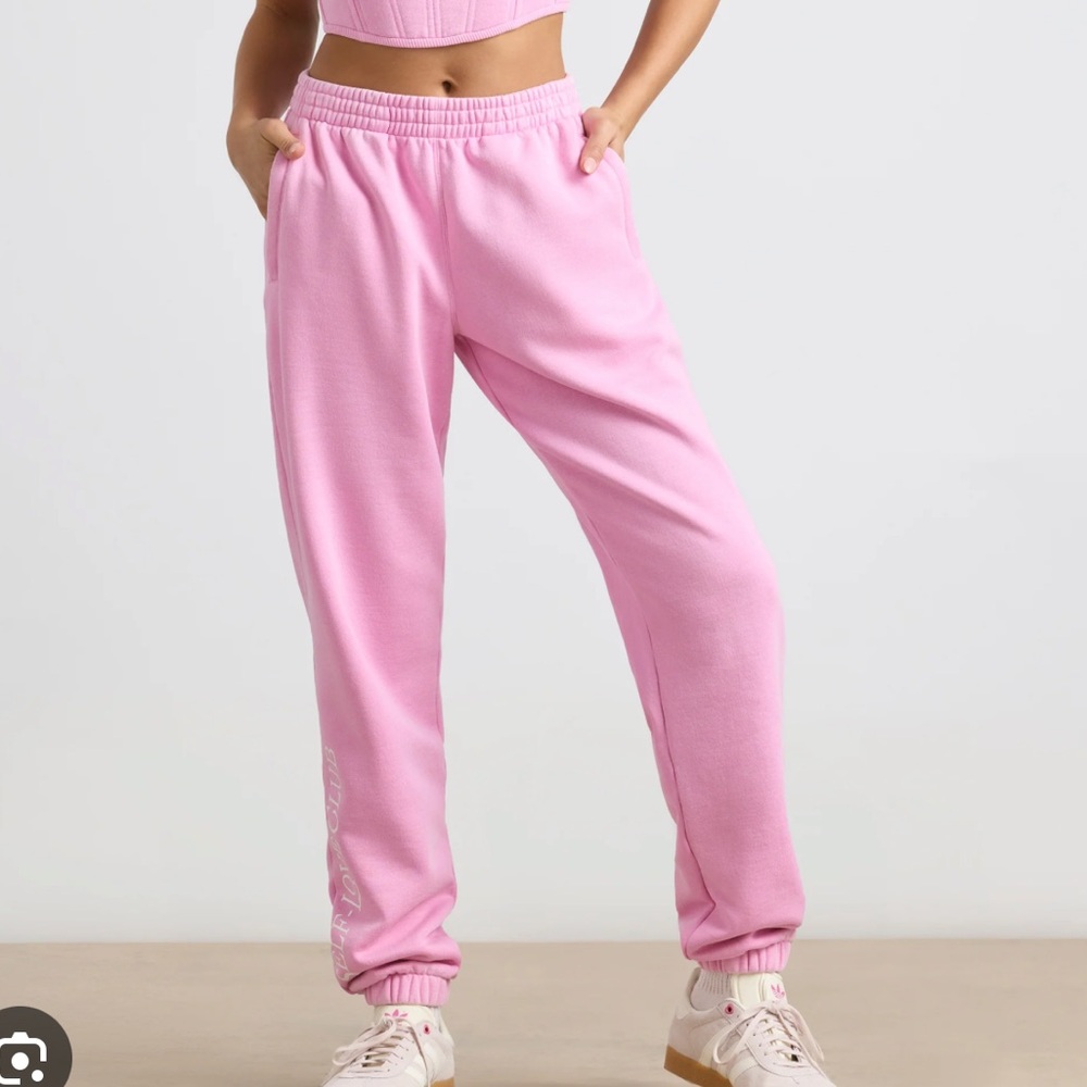 Bo + Tee brushed oversized jersey jogger in bubblegum